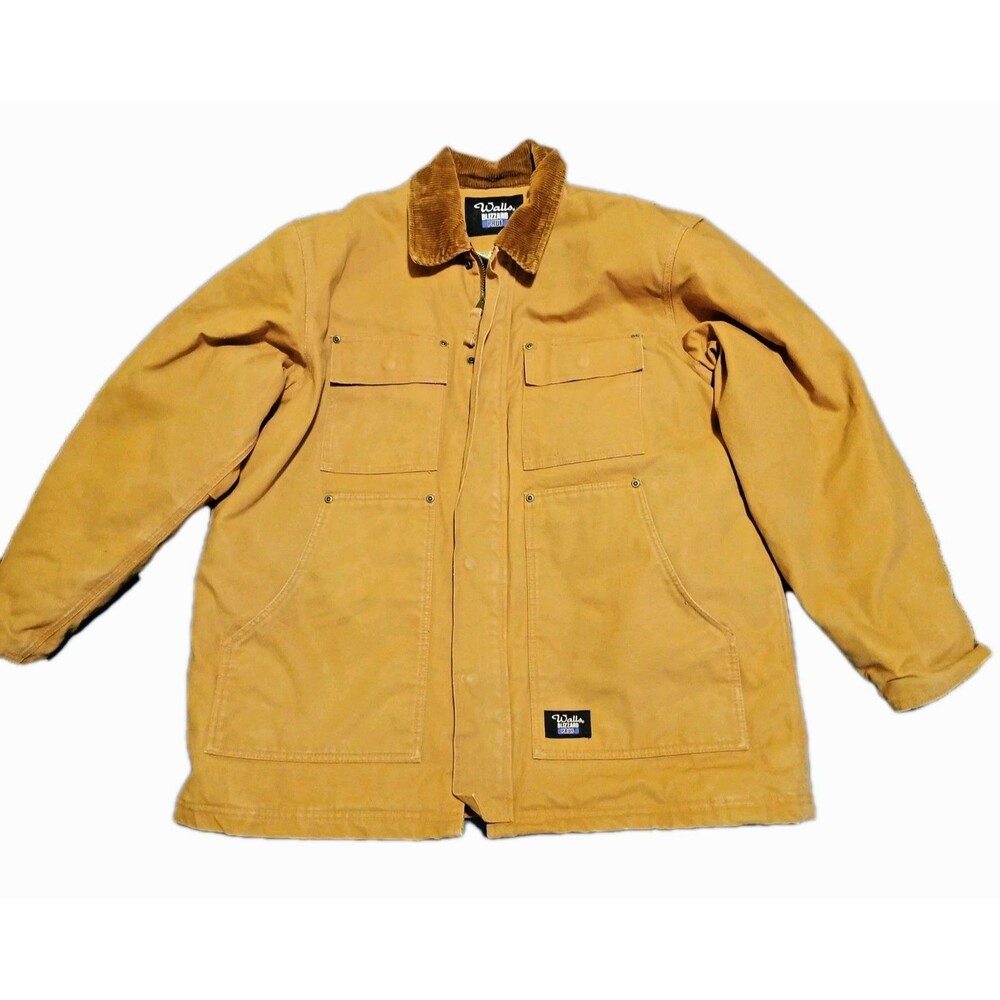 Walls Blizzard-Pruf Quilted Barn Coat Size L Jacket Corduroy Collar Khaki/Blk